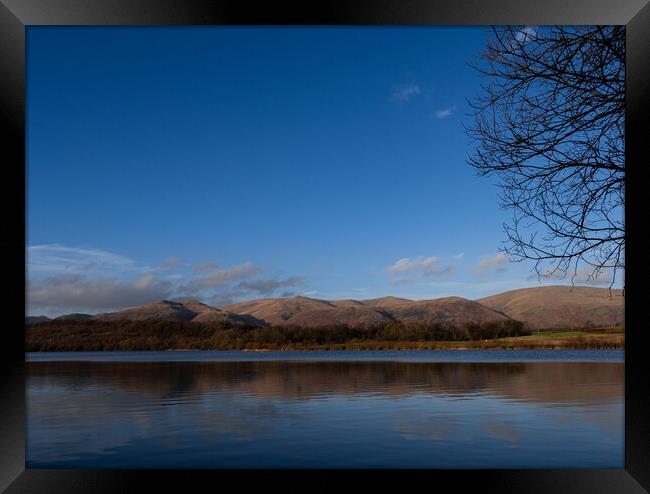 View of the Ochil Hills from Gartmorn Dam  Framed Print by Emma Dickson