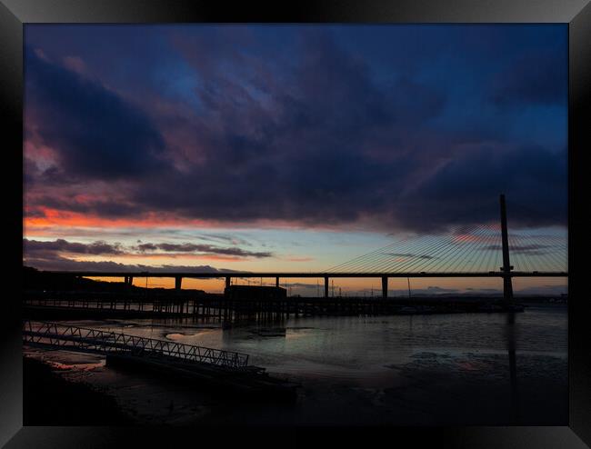 Queensferry Crossing Sunset Framed Print by Emma Dickson