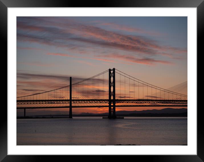 Sunset over the Queensferry Crossing  Framed Mounted Print by Emma Dickson