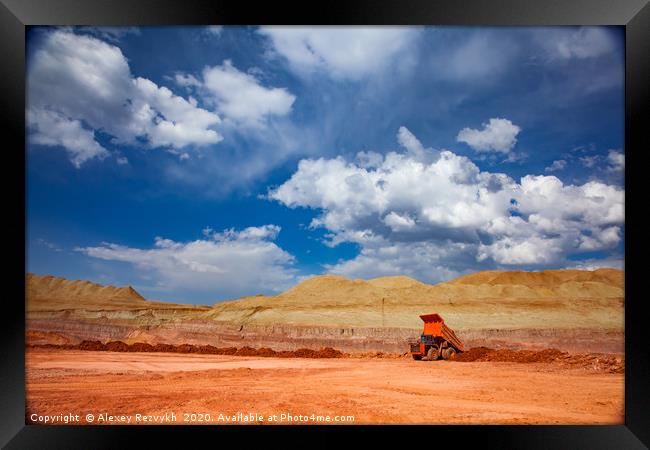 Orange truck. Aluminium quarry. Kazakhstan,Arkalyk Framed Print by Alexey Rezvykh