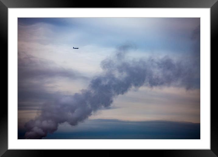 Small air jet on a nice sky. Moscow. Framed Mounted Print by Alexey Rezvykh