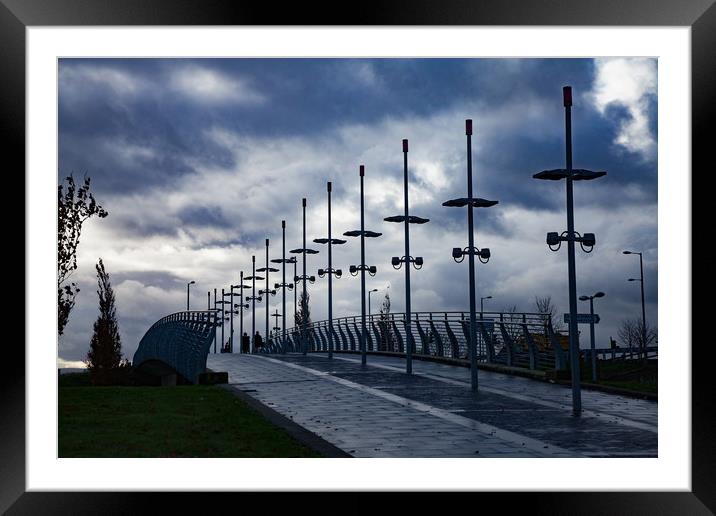 Cityscape of Glasgow, Scotland. Footbridge near th Framed Mounted Print by Alexey Rezvykh