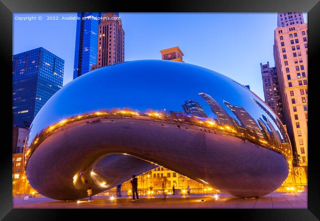 The Bean in Chicago, Illinois during blue hour on  Framed Print by Richard O'Donoghue