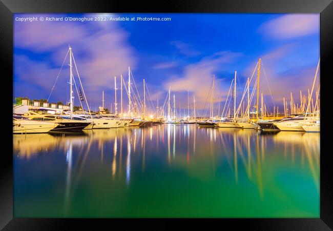 Boats moored in Palma Port in Majorca in the Evening Framed Print by Richard O'Donoghue