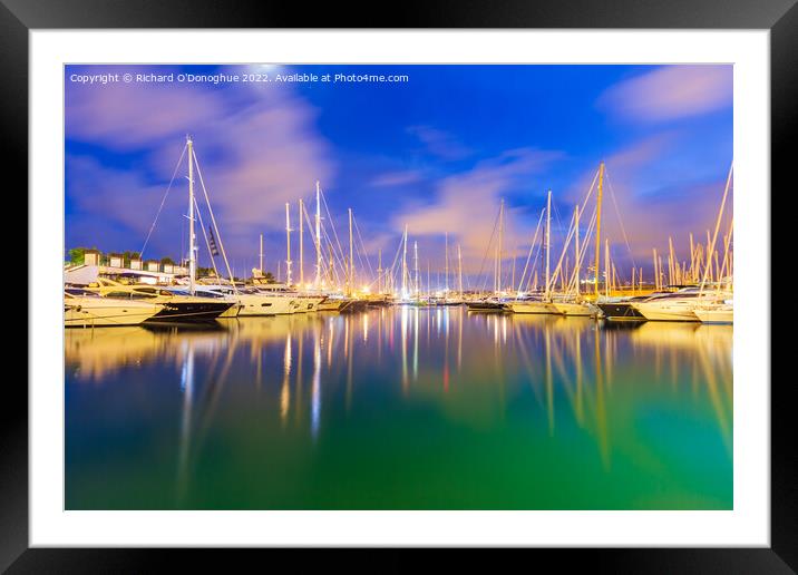 Boats moored in Palma Port in Majorca in the Evening Framed Mounted Print by Richard O'Donoghue