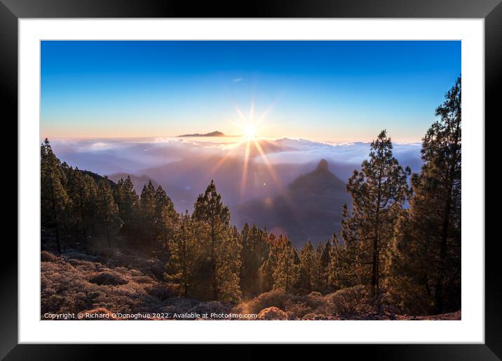 View from Gran Canaria to Tenerife at Sunset Framed Mounted Print by Richard O'Donoghue