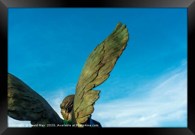 Winged Victory statue from rear. Framed Print by David May