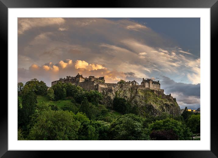Edinburgh Castle Golden Hour Framed Mounted Print by Steven Lennie