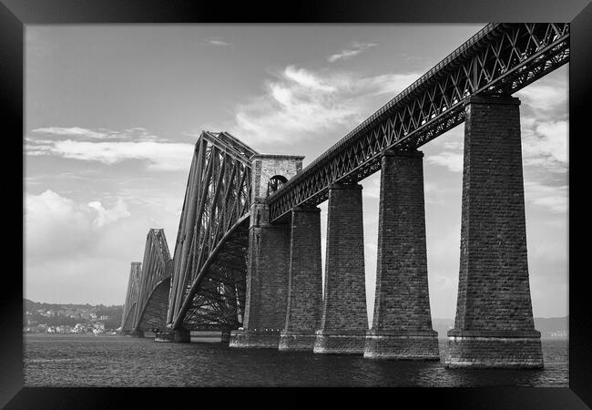 Forth Rail Bridge black and white Framed Print by Steven Lennie
