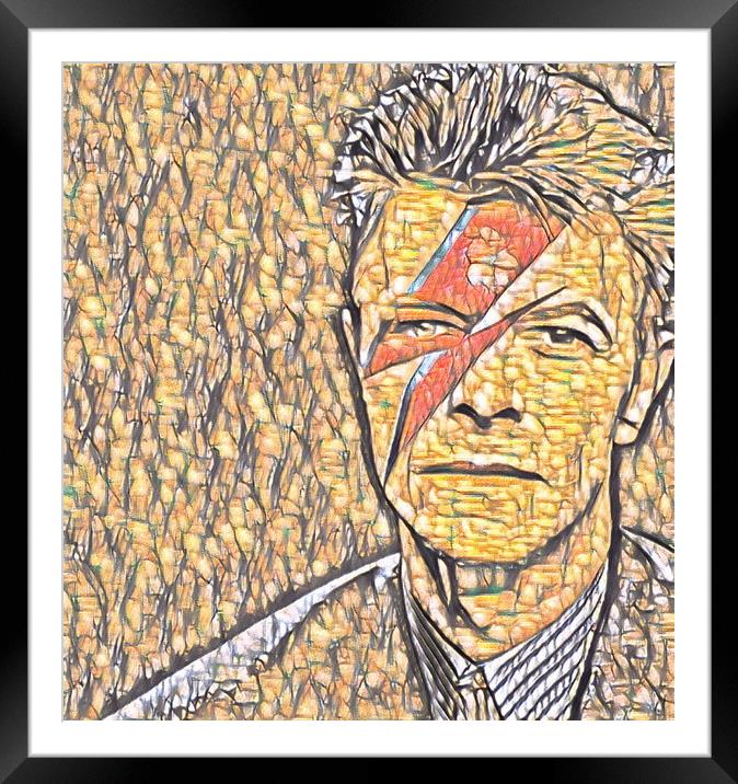 David Bowie Ziggy Stardust Style Artistic Framed Mounted Print by Franca Valente