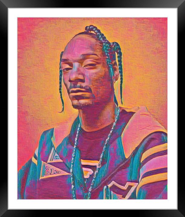 Snoop Dogg Thoughtful Artistic Illustration Framed Mounted Print by Franca Valente