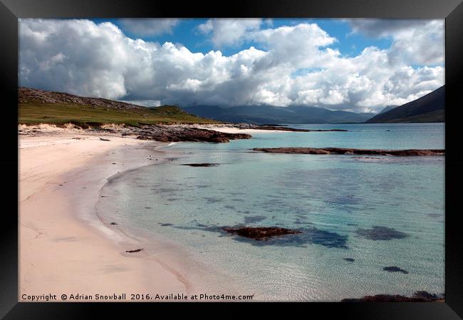 The beach at Paible on the island of Taransay Framed Print by Adrian Snowball