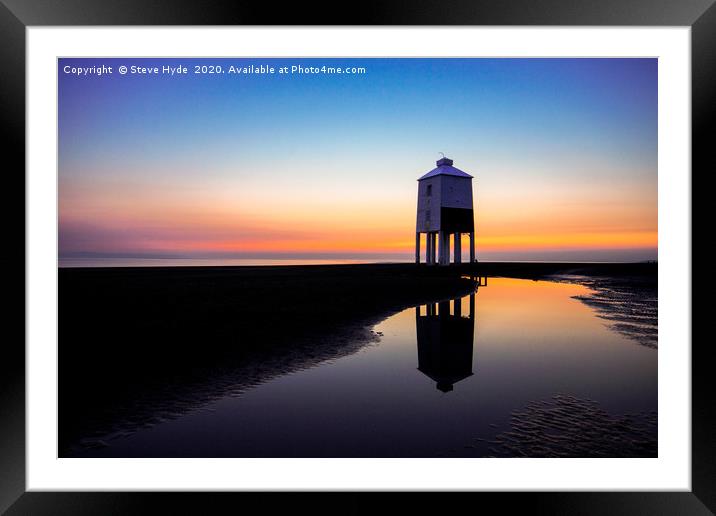 Burnham Lighthouse at sunset Framed Mounted Print by Steve Hyde