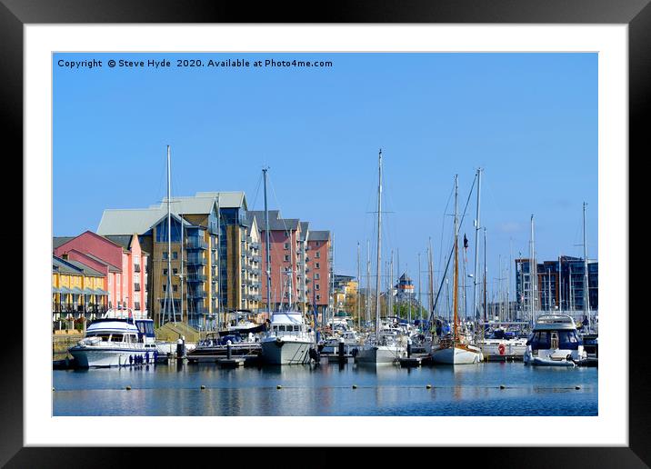 Portishead Quays Marina, North Somerset Framed Mounted Print by Steve Hyde