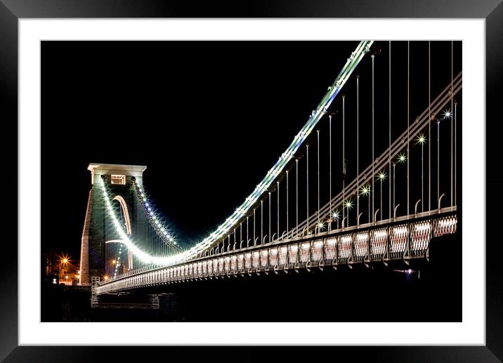 Clifton Suspension Bridge illuminated at night Framed Mounted Print by Steve Hyde
