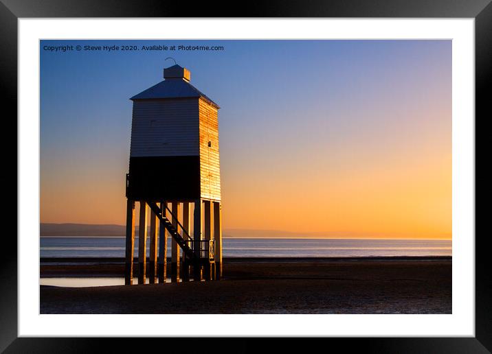 The wooden lighthouse at Burnham on Sea, Somerset Framed Mounted Print by Steve Hyde