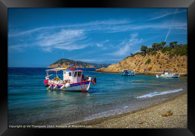 Island Hopping Adventure in Greece Framed Print by Viv Thompson