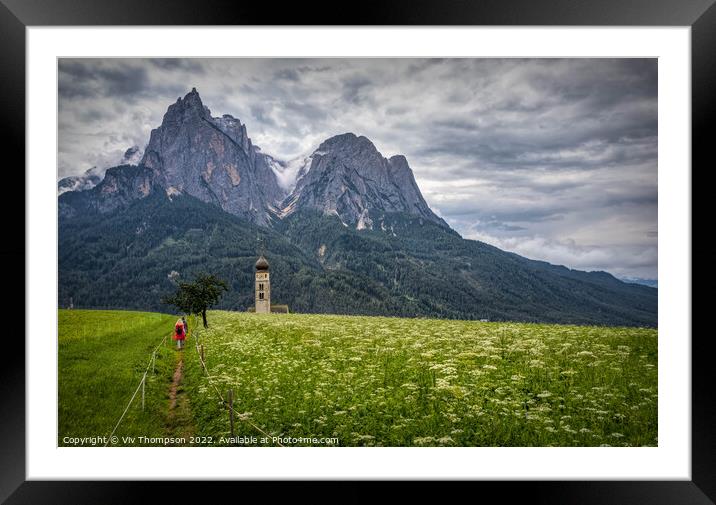 Walking in South Tyrol Framed Mounted Print by Viv Thompson