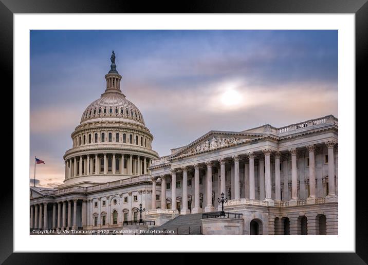 Dusk at The Capitol Framed Mounted Print by Viv Thompson