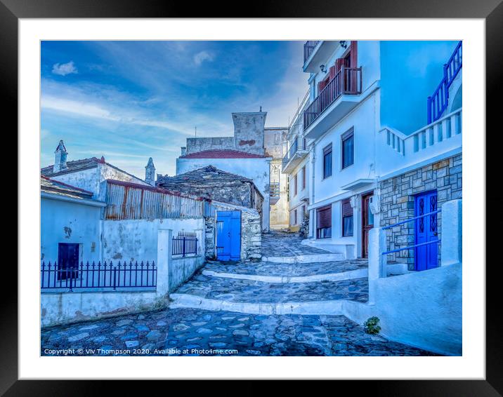 Skopelos Blue Framed Mounted Print by Viv Thompson