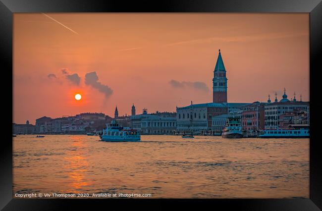 Sunset over The Grand Canal Framed Print by Viv Thompson