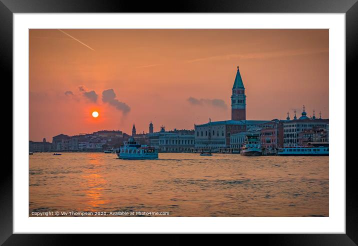 Sunset over The Grand Canal Framed Mounted Print by Viv Thompson