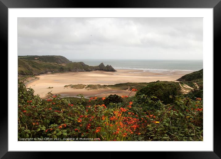 Three Cliffs Bay Framed Mounted Print by Paul Clifton