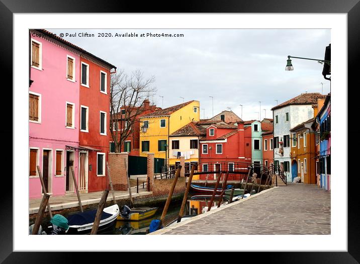 The pretty cottages on Burano island. Framed Mounted Print by Paul Clifton