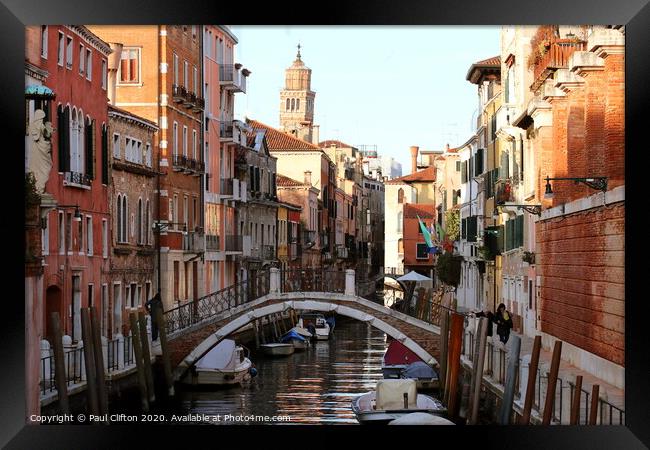 Beautiful canal scene in Venice Framed Print by Paul Clifton