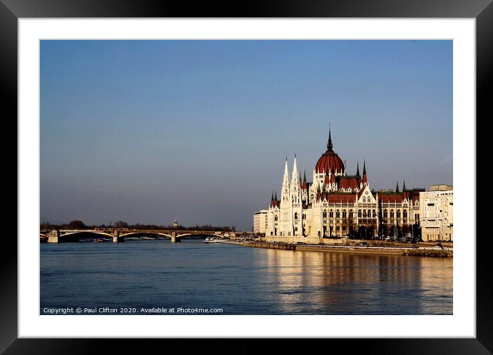 Hungarian parliament building in Budapest Framed Mounted Print by Paul Clifton