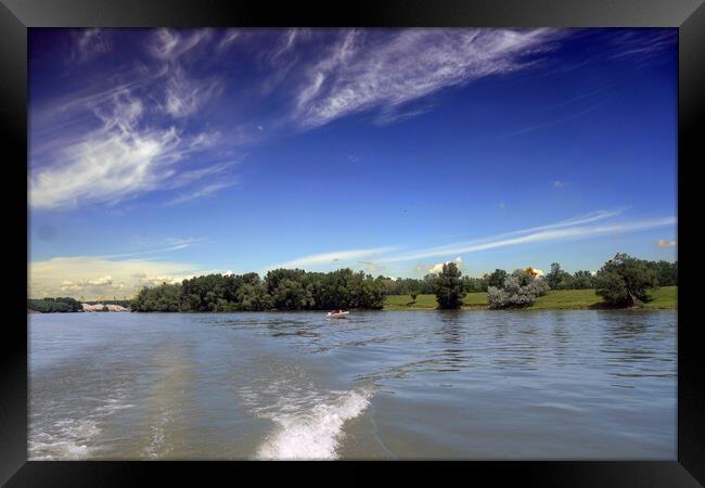 Boat trips on the Borcea arm Framed Print by liviu iordache