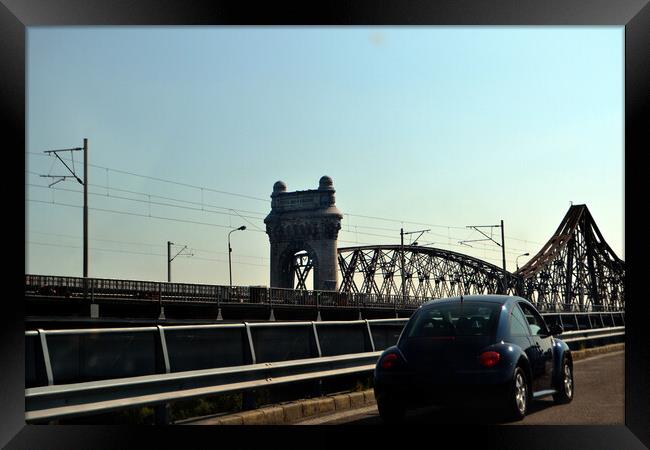 The bridge over the Danube Fetesti-Cernavoda  Framed Print by liviu iordache