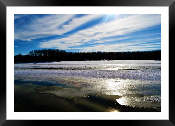 Cold January on the Borcea river Framed Mounted Print by liviu iordache