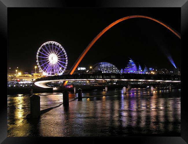 Tyne - Quayside Tall Ships Night  Framed Print by David Turnbull