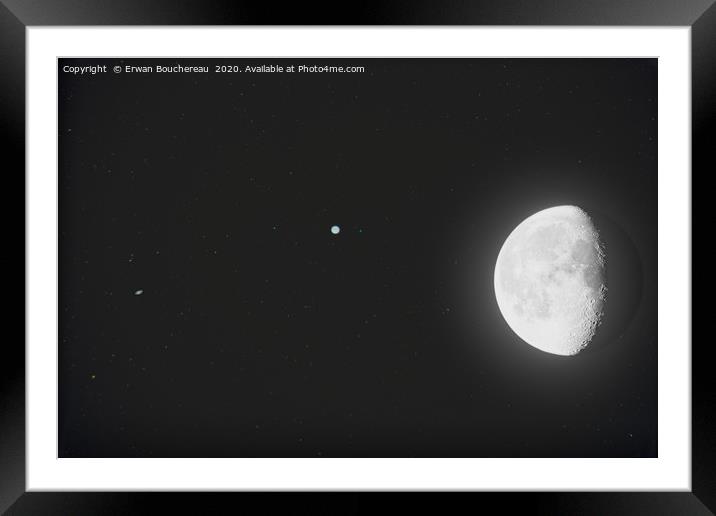 Composite Moon, Saturn and Jupiter Framed Mounted Print by Elyna Bouchereau