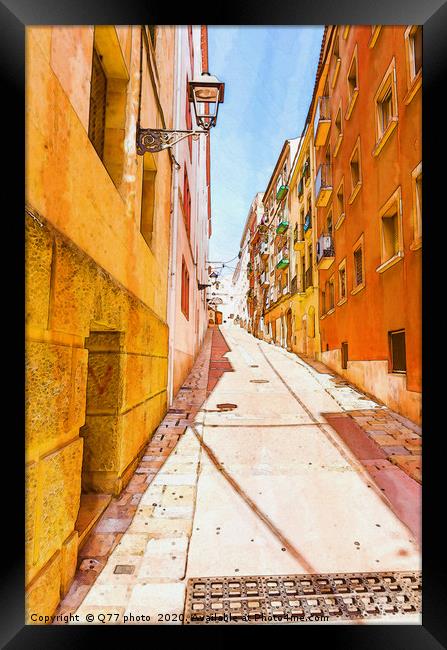 beautiful narrow alley in the old town of spain, w Framed Print by Q77 photo