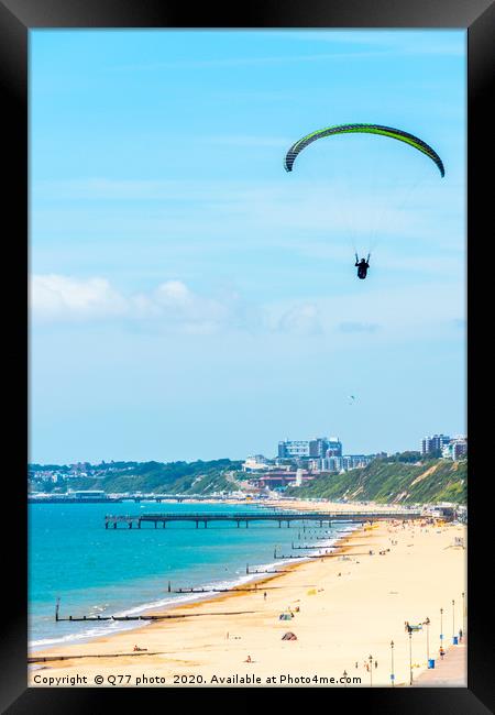 Paraglider flying in the sky, free time spent acti Framed Print by Q77 photo
