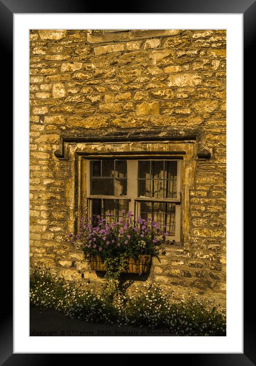 Old wooden window in a historic building, characteristic stone f Framed Mounted Print by Q77 photo
