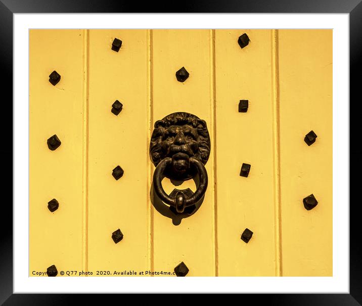 Door with brass knocker in the shape of a lion's h Framed Mounted Print by Q77 photo