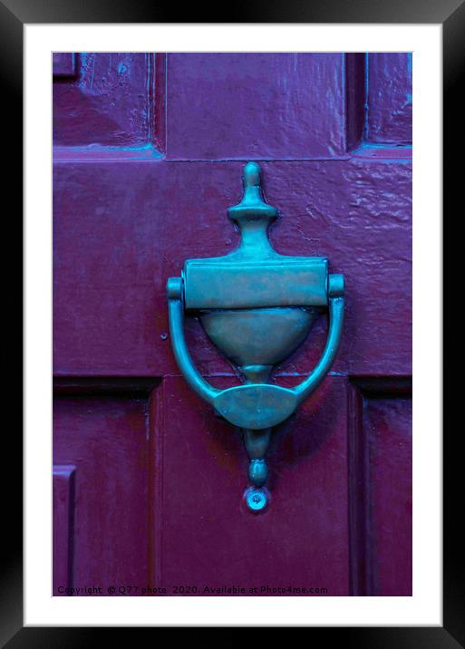 Door with brass knocker in the shape of a hand, be Framed Mounted Print by Q77 photo