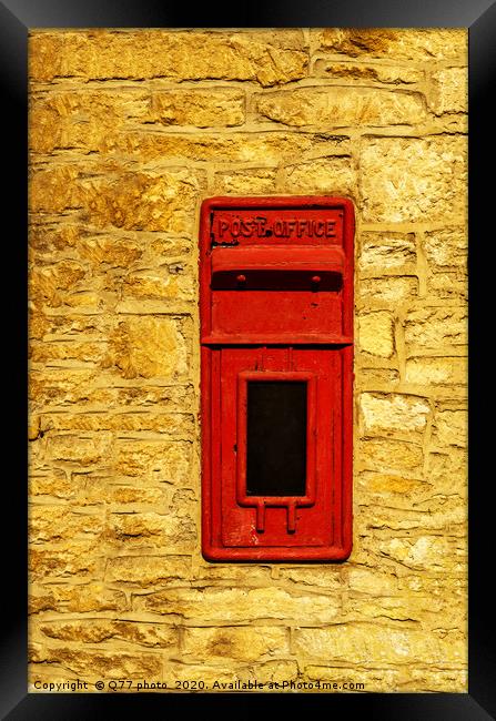Old red letterbox in the wall, traditional way of  Framed Print by Q77 photo