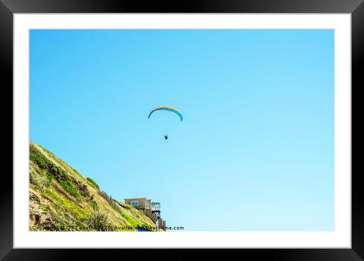 Paraglider flying in the sky, free time spent acti Framed Mounted Print by Q77 photo