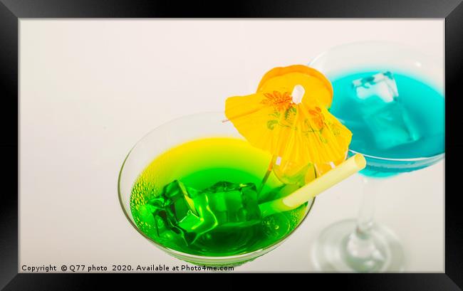 Colorful cocktail decorated with fruit, colorful u Framed Print by Q77 photo