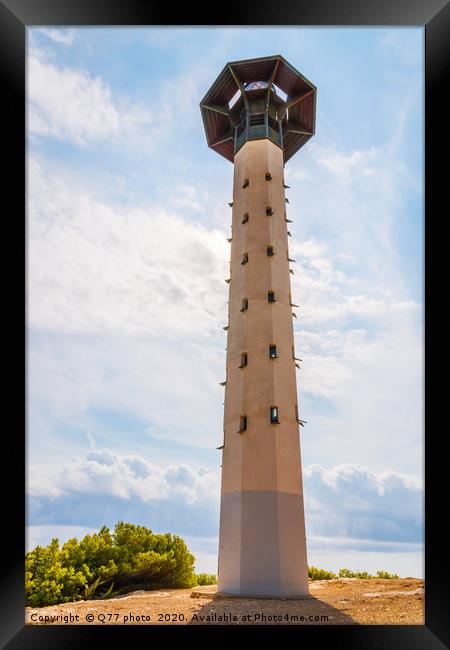Lighthouse tower and blue summer sky, the safe ret Framed Print by Q77 photo