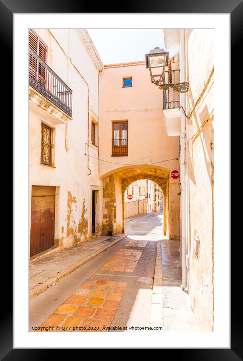 beautiful, picturesque street, narrow road, colorful facades of buildings, Spanish architecture Framed Mounted Print by Q77 photo