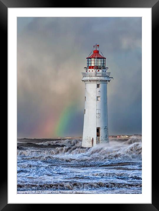 Storm At Perch Rock Lighthouse Framed Mounted Print by Rick Lindley