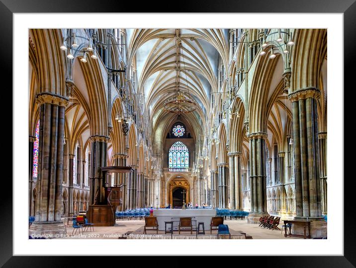 Inside Lincoln Cathedral Framed Mounted Print by Rick Lindley