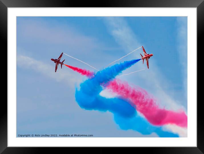 Red Arrows Synchro Pair Split Framed Mounted Print by Rick Lindley