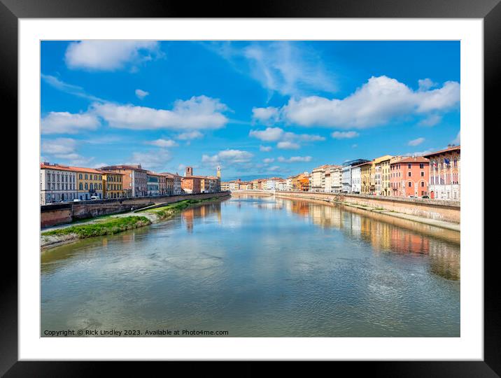 Arno River Pisa Framed Mounted Print by Rick Lindley