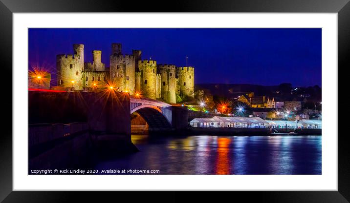 Conwy Castle at Night Framed Mounted Print by Rick Lindley